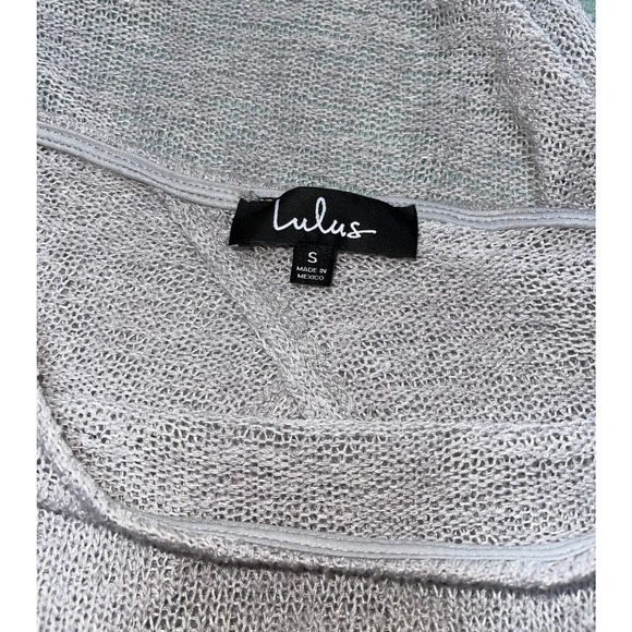 Womens Lulus Light Gray Open Back Sheer Pullover Sweater Size S - Picture 5 of 5